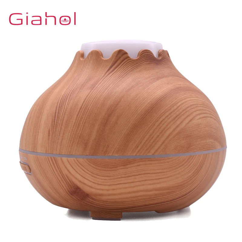

400ml USB Ultrasonic Aroma Diffuser Air Humidifier Aroma Essential Oil Diffuser Fragrant with Wood Grain LED Lights for Office