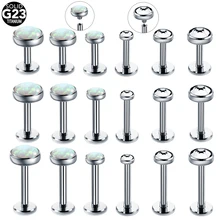 1 шт. титановый опал Лабрет Спираль пирсинг внутренняя нить ушной хрящ Tragus кристалл драгоценный камень губы Monore кольца шпильки сексуальные ювелирные изделия 16 г