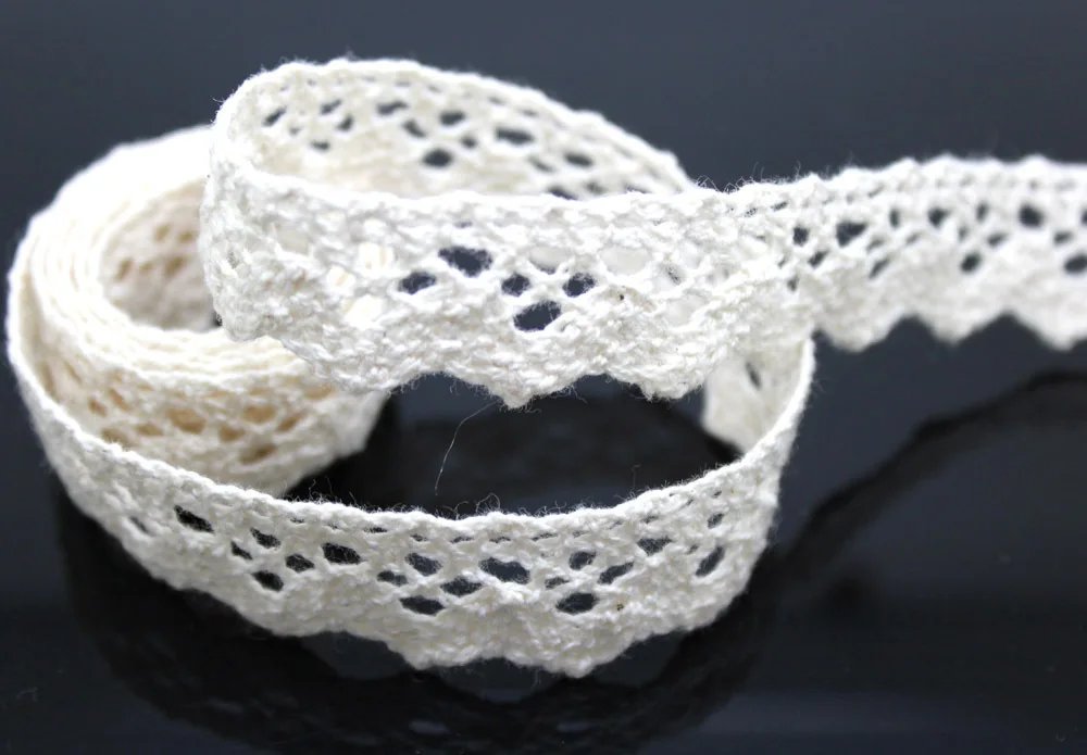 DIY 10YDS 18MM Delicate Antique White Color Cotton Laces Textiles