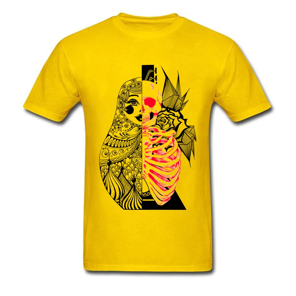 Adult 2018 Hot Sale Tees O-Neck Summer Fall 100% Cotton Top T-shirts Simple Style Short Sleeve Macabre Matryoshka Sweatshirts Macabre Matryoshka yellow