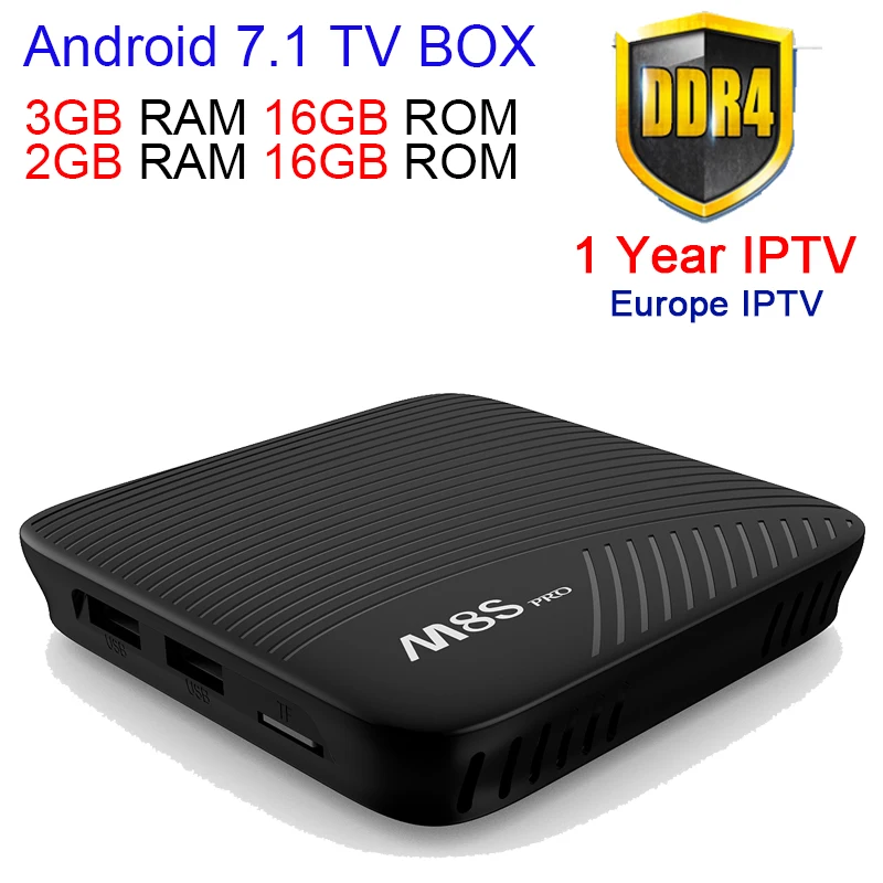

M8S PRO Smart Android 7.1 TV Box Amlogic S912 Octa-core 3GB DDR4 32GB 2.4G&5G WiFi BT 4.1 Airplay Miracast 4K Media player