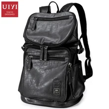 Uiyi herren rucksack schwarz pu-leder reisetasche männer 14-zoll-laptop rucksack männlichen freizeit hohe kapazität # uyb16005