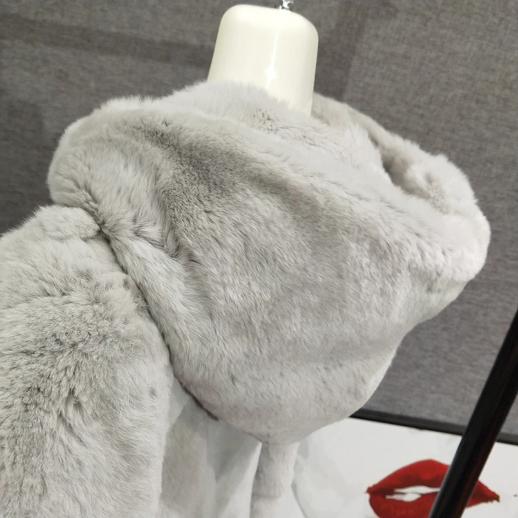 OFTBUY пальто с натуральным мехом, зимняя куртка для женщин, полностью натуральный мех кролика Рекс, капюшон, уличная верхняя одежда, повседневная Толстая теплая Модная одежда