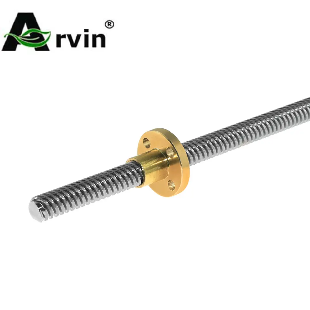 

T8 Lead Screw OD 8mm Pitch 2mm Lead 8mm 100mm 150mm 200mm 250mm 300mm 330mm 350mm 400mm 500mm with Brass Nut for Reprap 3D Print