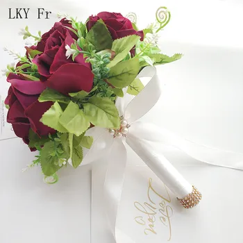 

LKY Fr Wedding Bouquet Artificial Flowers Bridal Bouquets Bridesmaids Bride White Roses Marriage Wedding Bouquet Home Decoration