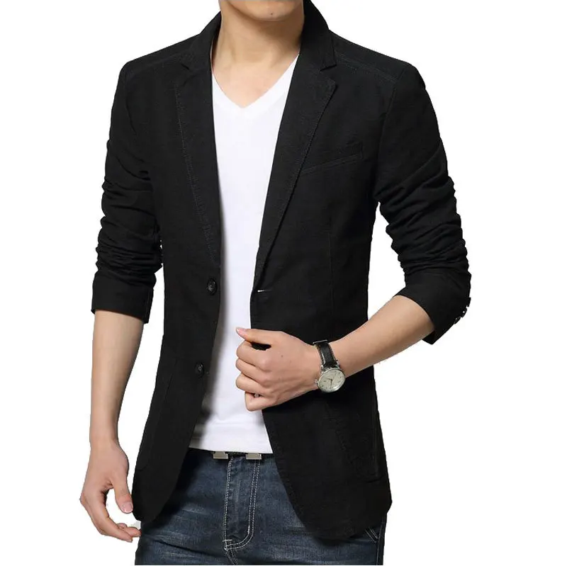 2016 New Autumn Fashion Black Blazer Jacket Men Casual Brand Slim Fit Single Breasted Blazer Suit 