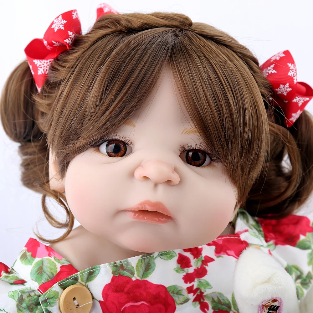 KAYDORA 22 дюймов полный силикон Reborn Baby 55 см кукла реалистичный младенец вьющиеся волосы дети игрушка Реалистичная девочка Boneca menina подарок на день рождения