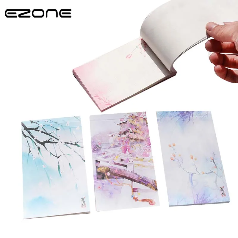 

EZONE 1PC Chinese Style Classical Notes Paper Ancient Wind Retro Easy Sticky Notes Small Memo Pad Portable Cute School Supplies