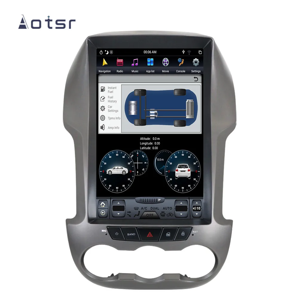 Top Android 8.1 4+64G Tesla style DVD multimedia player GPS navigation for Ford Ranger F250 2011+ Auto stereo radio player Head unit 3