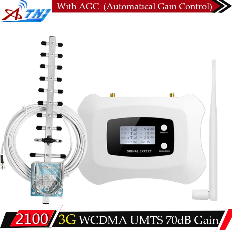 

ATNJ 3G 2100 Repeater GSM Cell phone Signal 2100MHz Booster 2100MHz Mobile Signal Amplifier ALC 3G LTE WCDMA UMTS 3G 4G Antenna
