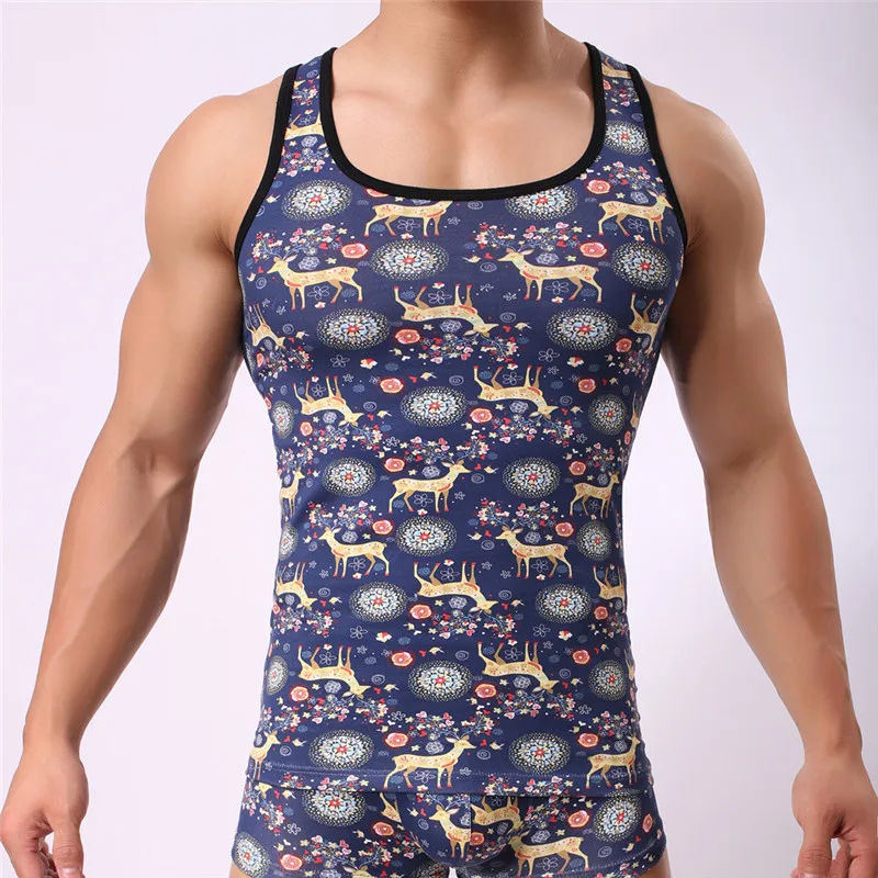 

Men Tank Tops Deer Print Tight Slimming Body Shapewear Vest Shirt Slim Slim Body Shaper Underwear Vest Undershirt Tank Tops