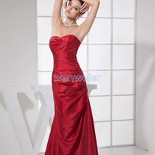 Новое поступление горячие сексуальная возлюбленной платье-линии красный тафта pleat формальный платье на заказ длинные платья невесты