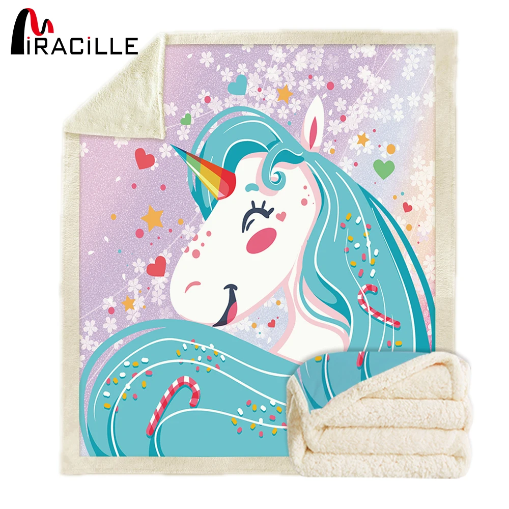 Miracille Unicorn Throw Blanket Super Soft Velvet Plush