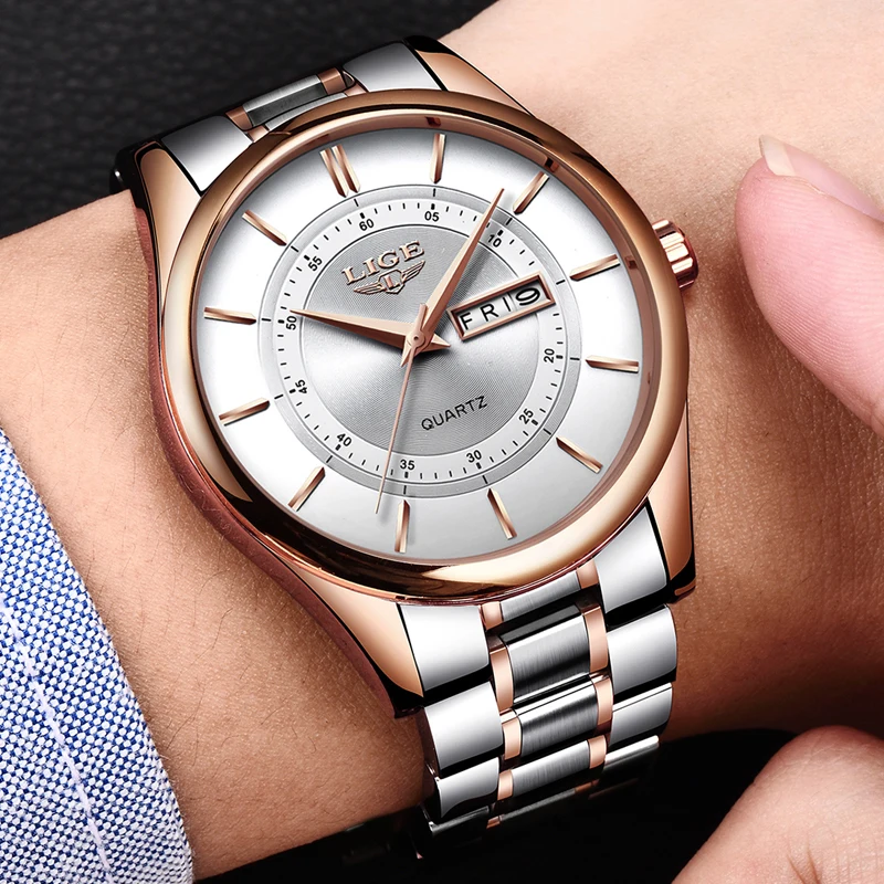 

LIGE Men Watch 30m Waterproof Mens Watches Top Brand Luxury Steel Watch Chronograph Male Clock Casual sport relojes hombre