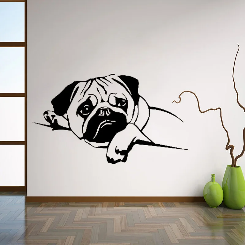 PUG WALL STICKER LOVE PET DOG decal art PUG WALL STICKER LOVE PET DOG decal art