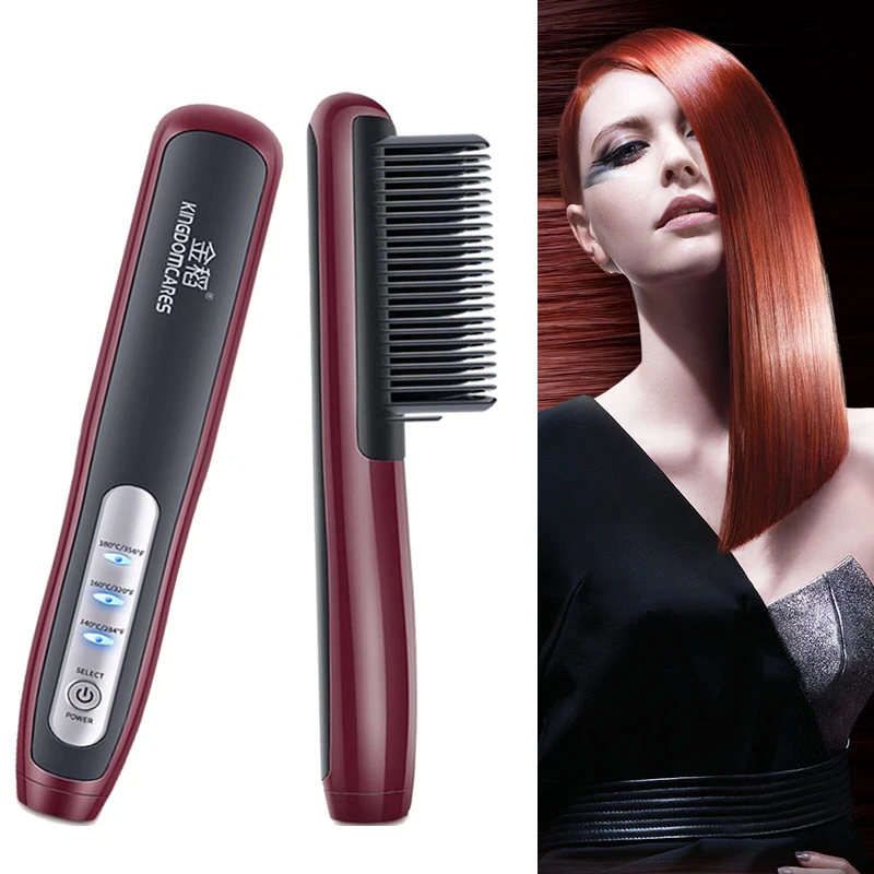 Portable Electric Hair Straightener Curler Brush KD388B Anti Scald Styler Curling Straightening Irons Hair Straightener Comb