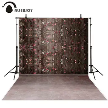 

Allenjoy photography background flower brown wood wedding branch spring photography backdrop photocall photobooth fabric