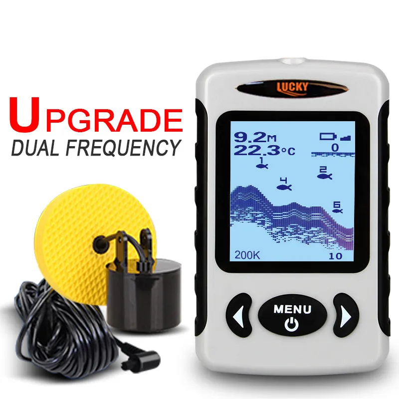 محظوظ FF718D المحمولة صياد السمك المزدوج سونار تردد 200 KHz/83 KHz 100 M كشف المعطي اللغة Fishfinder سونار ل الصيد
