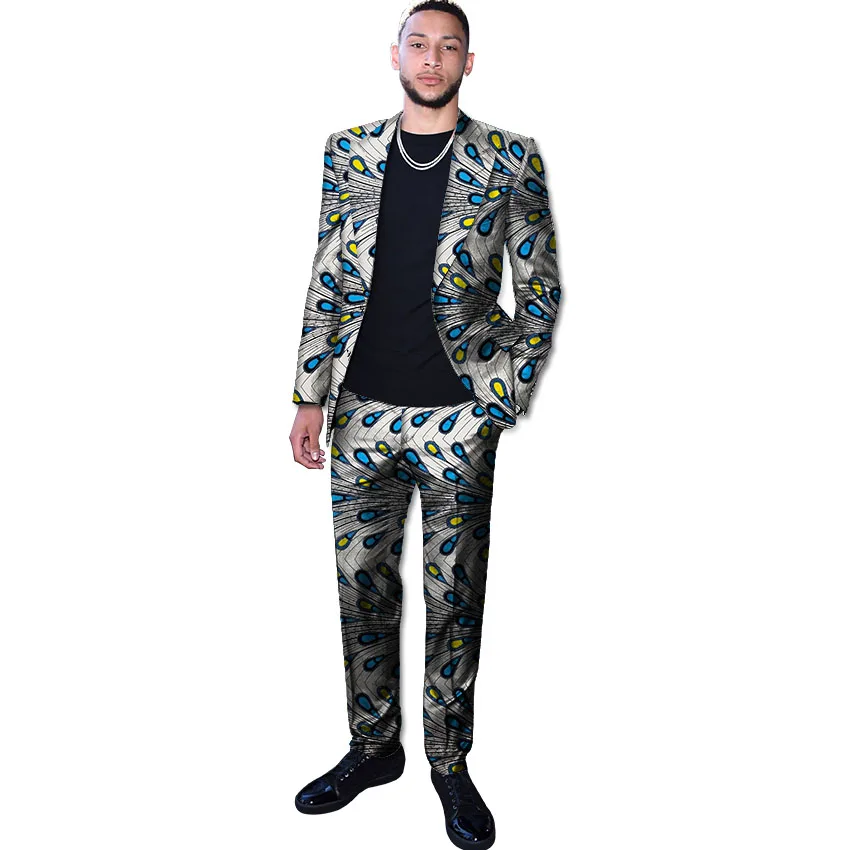 

African Costume men's suits dashiki print blazer jackets and pants set customized ankara men's africa clothing customized