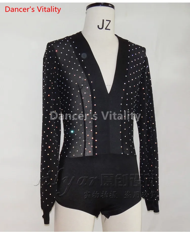 2017Male Latin v collar Dancing Tops Dancing Tops Showing Wear Adult Original Clothes Man Long sleeves Latin Dance Tops male tango outfit