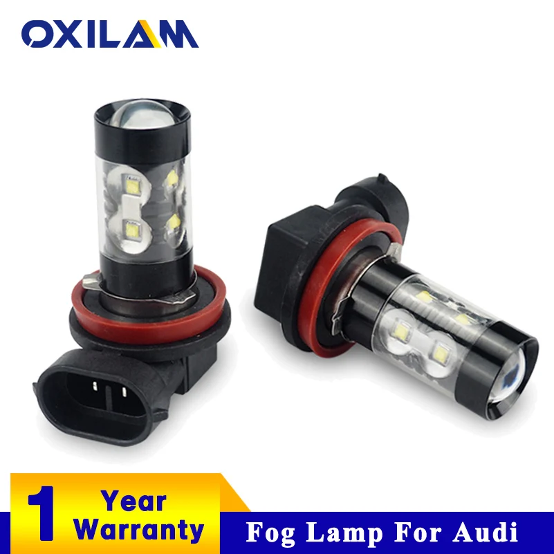 Светодиодная противотуманная фара OXILAM 2x H3 H8 H11 для Audi A3 8P 8L A4 B8 A6 C5 C6 B7 80 A5 B5 Q7 TT Q5 A1 100