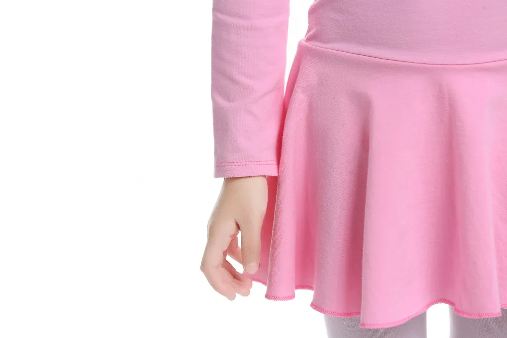 Pink Cotton Formal Ballet Dress for Girls Long Sleeves Shiny Ballet leotard for Dance Kids Gymnastics Professional Tutu Dress (10)