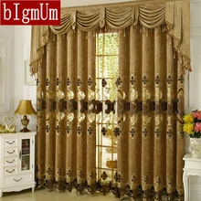 Luxury Water-soluble Honorable Gold Window Curtains For Living Room Curtain French Window Embroidered Curtains Rideaux New Style