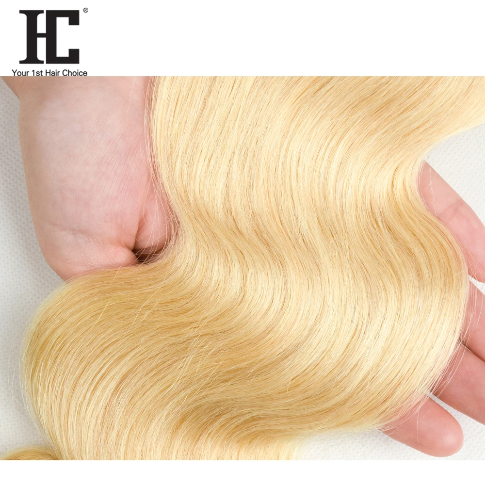 HC Brazilian Body Wave Human Hair 3 Bundles With Frontal Ear to Ear Lace Frontal Closure With 613 Blonde Bundles Remy Hair Weave HC Brazilian Body Wave Human Hair 3 Bundles With Frontal Ear to Ear Lace Frontal Closure With 613 Blonde Bundles Remy Hair Weave