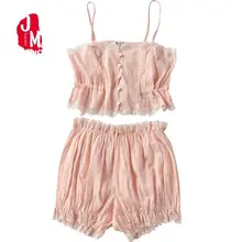 New Sexy Lace Cami With Shorts Pajama Set Women Pink White Spaghetti Strap Sleeveless Nightwear Drawstring Waist Cute Sleepwear lace insert cami pajama set with robe