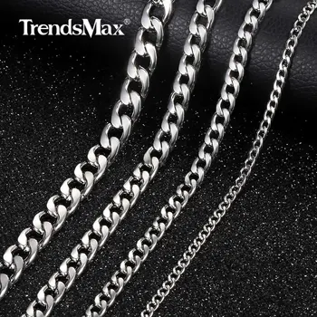 

4/6/8/10mm Stainless Steel Cuban Link Chain Silver color Gold Necklaces For Male Female Accessories Fashion Charm Jewelry KNM172