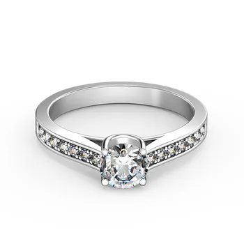 

Love impression 0.5Ct Round Cut Diamonds Wedding Female Ring Solid 925 Sterling Silver White Gold Color Jewerly