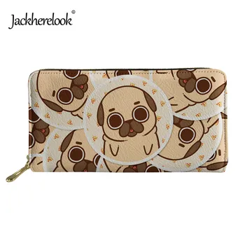 

Jackherelook Cute Pug Dog Pattern Ladies Wallet Casual High Quality Women Waterproof Zipper Storage Money Bags Card Holder 2019