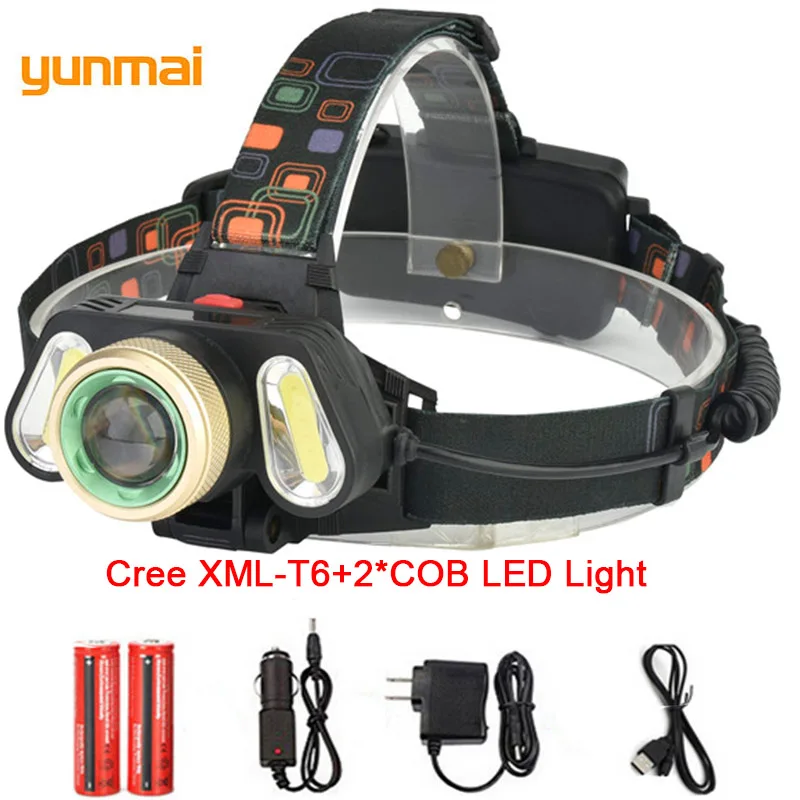 

yunmai Zoom COB Headlamp light new-T6 LED Power Light Headlight Waterproof Camping Lantern Searchlight 4 Modes Head Torch Light