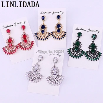 

4Pairs Mix Color CZ Micro Pave Cubic Zirconia Crystal Dangle Earrings Fashion Women Earrings for Handmade Jewelry
