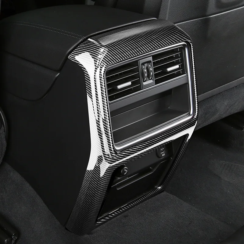 

Carbon Fiber Printed Car Rear Center A/C Air Outlet Cover Moulding Trim for Porsche Cayenne 2018 Styling Accessories