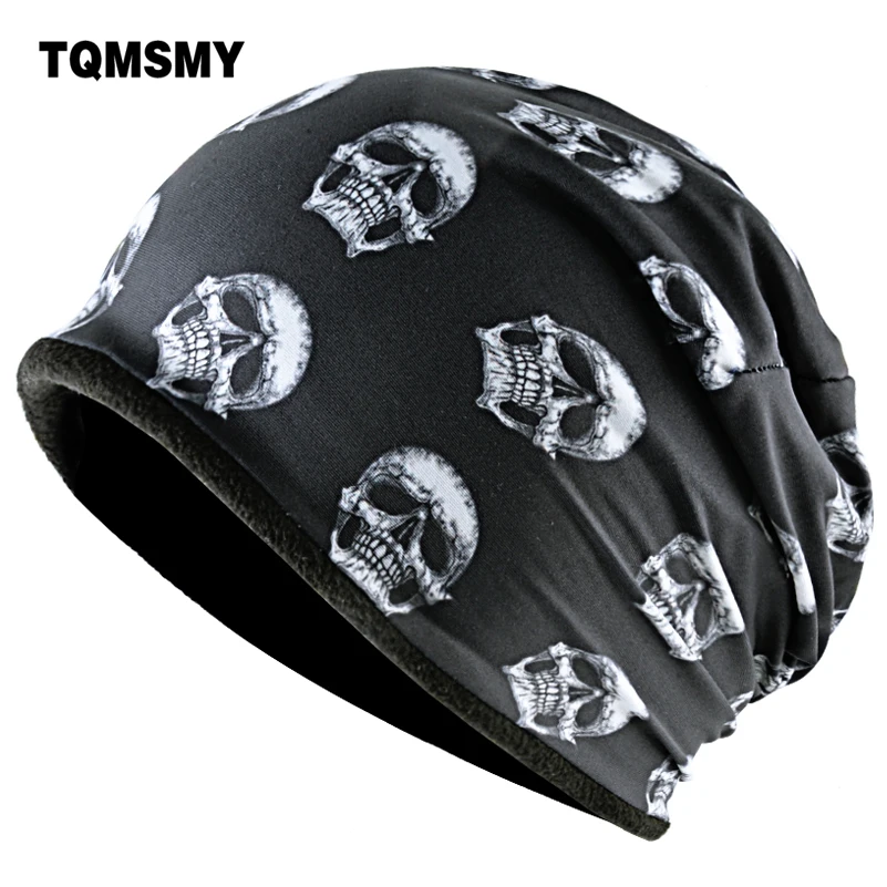 

TQMSMY Fashion Skull Pattern Hats For Men Winter Warm Skullies Beanies Women Thick Ski Caps Unisex Hip Hop Punk Cool Bone Gorros