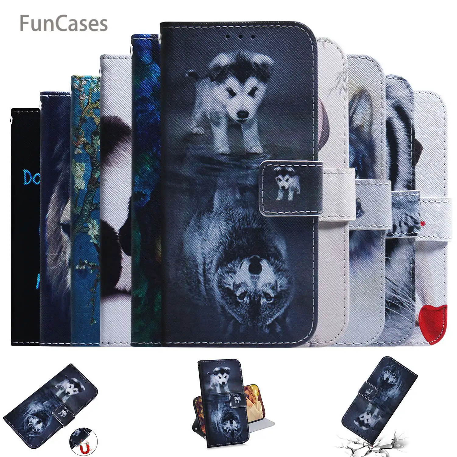 

Wolf Telephone Mobile Cases For funda Huawei P Smart Z Protective PU Leather Book Case sFor Capinha Huawei hoesje Y9 Prime 2019