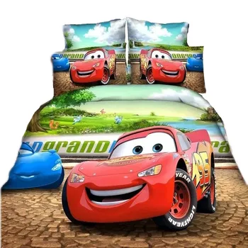 

3D Printed Lightning McQueen Car Bedding Set Twin Size Duvet Covers Single Bed Fitted sheet for Kids Boys Bedroom Decor 3-4 pcs