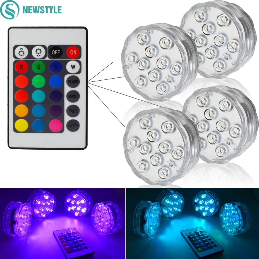 

10LED Submersible LED Underwater lights AAA batteries Powered Waterproof IP67 Lamp for Swimming Pool light tank lamp