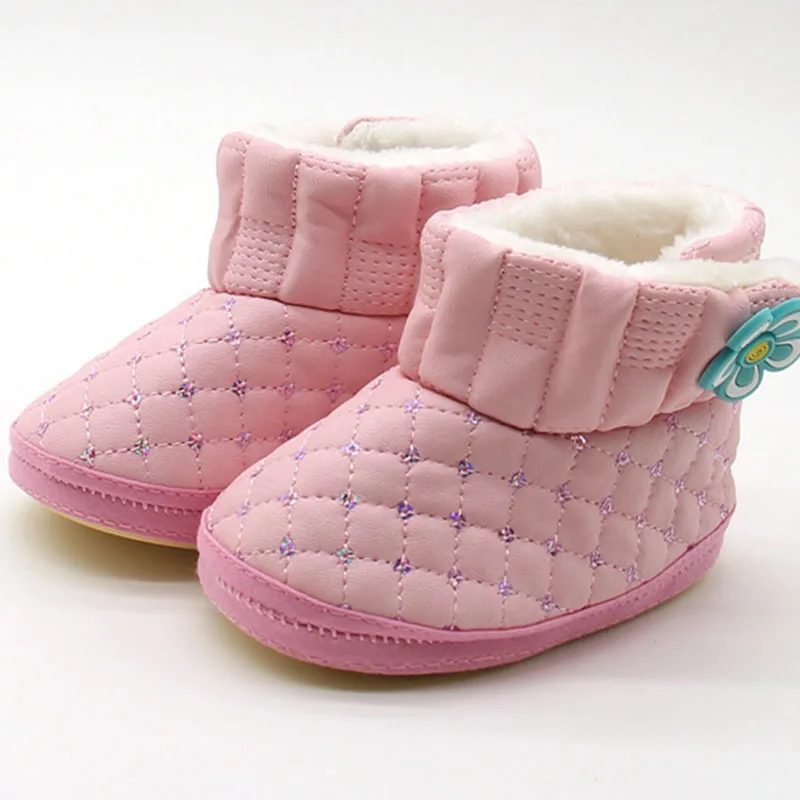 Flowers Winter warm baby shoes newborn boy girl first walk baby toddler