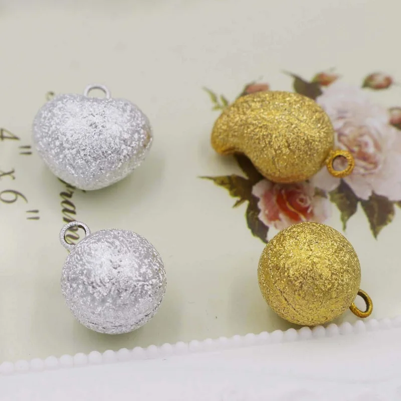 

Gold Silver Plated Stardust Round Style Close Jingle Bell Charms For Necklace Pendant Accessories Jewelry Craft Findings