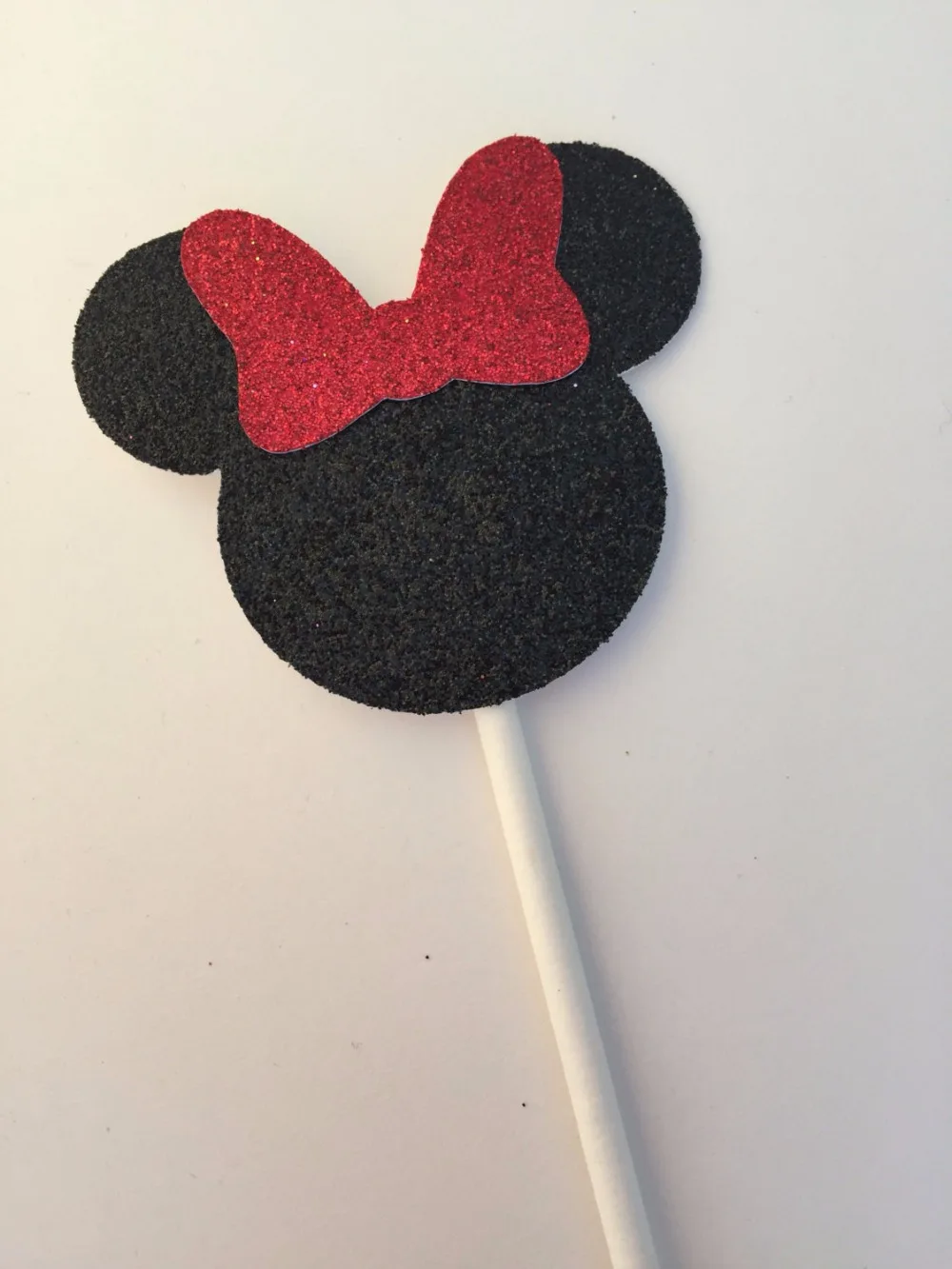 

12pcs Minnie Mouse Cupcake Toppers Black and Red Minnie Mouse Cupcake Toppers First Birthday girls first party