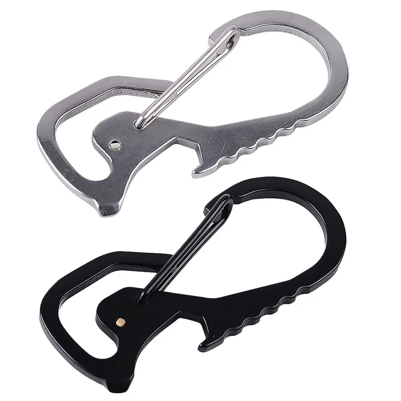 Portable Stainless Buckle Carabiner Keychain Key Ring Clip Hook Bottle Opener carabiner climbing Accessories Outdoor Tools #3d20 (4)