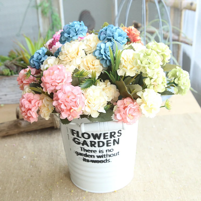 Artificial Hydrangea Flowers For Wedding Home Decoration 10 Heads Small Bouquet Silk Flower Fake Flower Hydrangea Cheap Bouquet Artificial Hydrangea Flowers For Wedding Home Decoration 10 Heads Small Bouquet Silk Flower Fake Flower Hydrangea Cheap Bouquet