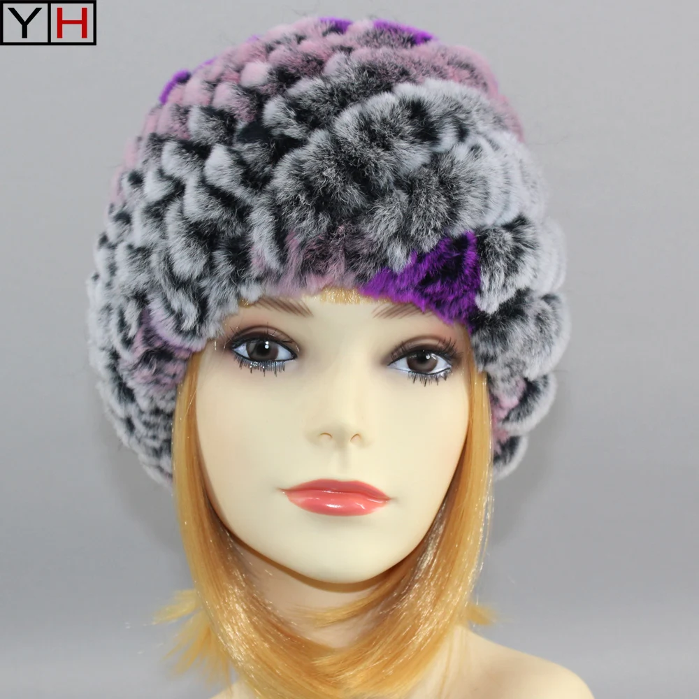 Hot Brand Winter Warm Lady Real Rex Rabbit Fur Hat 100 Natural Rex