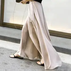 Горячая распродажа Осенние свободные длинные брюки 2018 женские широкие брюки с высокой талией повседневные длинные брюки с эластичной