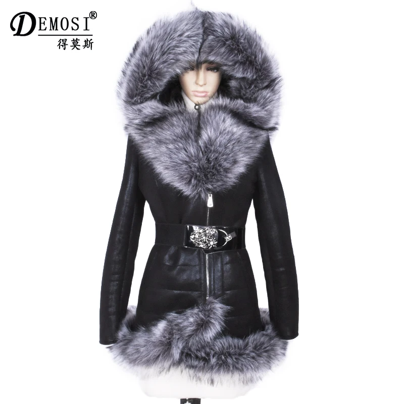Winter Leather Jacket Women Suede fur Coats thick Artificial Fashion Slim Suede Female Models leather Faux Fox Fur Collar Coat
