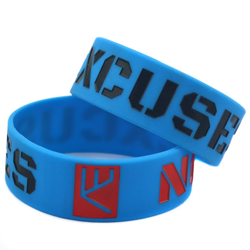 

OBH 1PC One Inch Wide Debossed No Excuse Motivation Silicone Bracelet