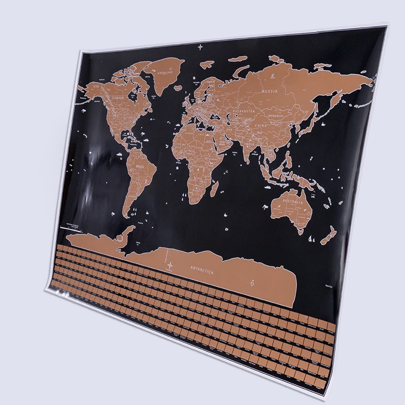 82.5X59.4cm черная карта мира для путешествий с защитой от царапин