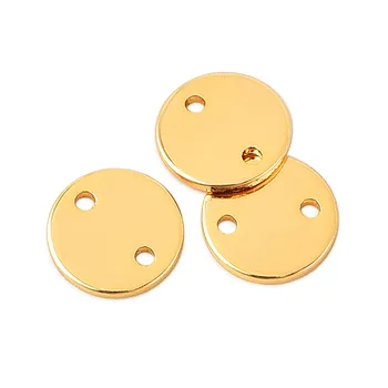

10pcs 8mm Gold Filled Double Hole Metal Disc Connection Jewelry Accessories Findings DIY Round Wafer Sequin Brass Charm Fitting